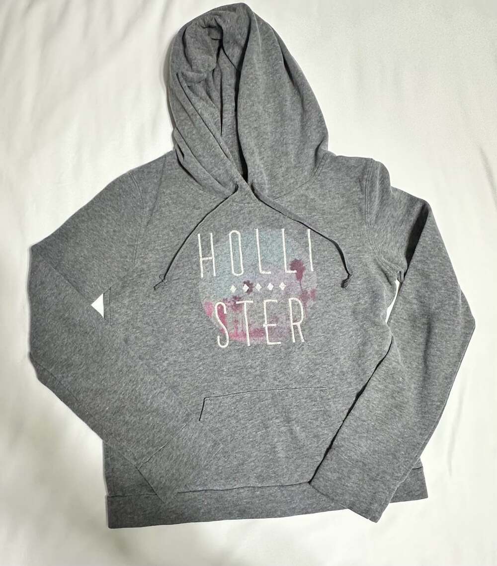 Hollister Gray Logo Graphic Hoodie Sweatshirt